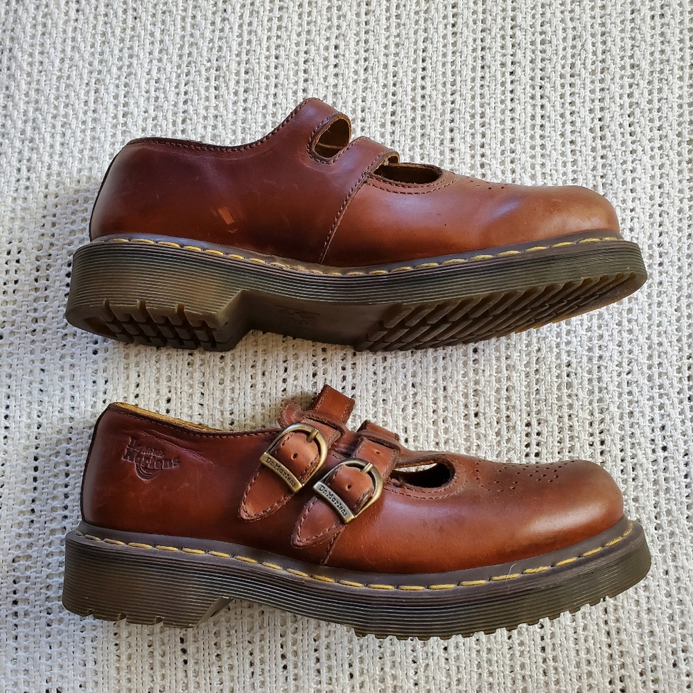 Dr. Martens Size 8 Brown Double Straps Buckles Mary Jane Shoes